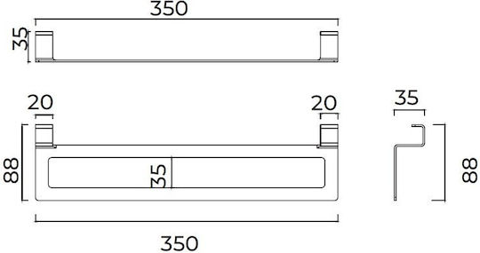Imex Wall-Mounted with Screws 35x8.8cm Black