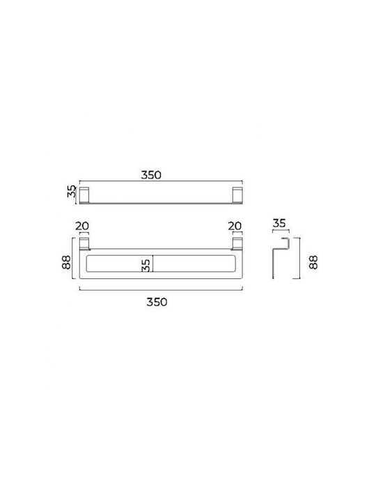 Imex Επιτοίχια με Βίδες ​35x8.8cm Μαύρη