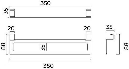Imex Wall-Mounted with Screws 35x8.8cm Silver