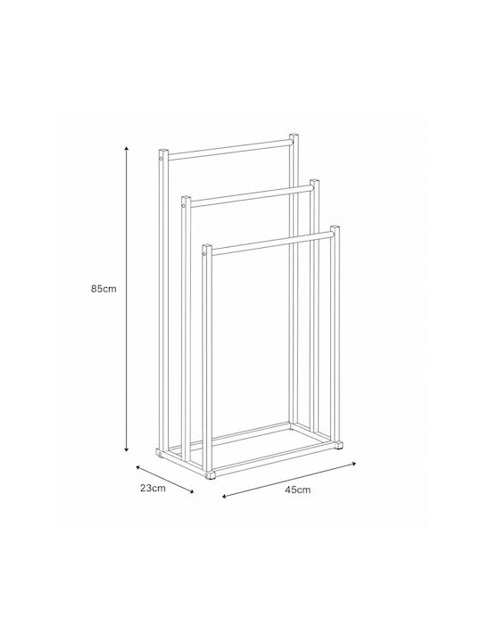 Floor Standing Bathroom Hanger 3 Positions Metallic Bamboo 45x23x85cm White Natural Mrshome Df-0030000