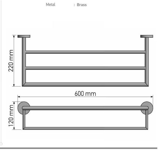 Sanco Extra Bathroom Shelf Unit 4 Prongs Wall-Mounted 60x12cm Silver