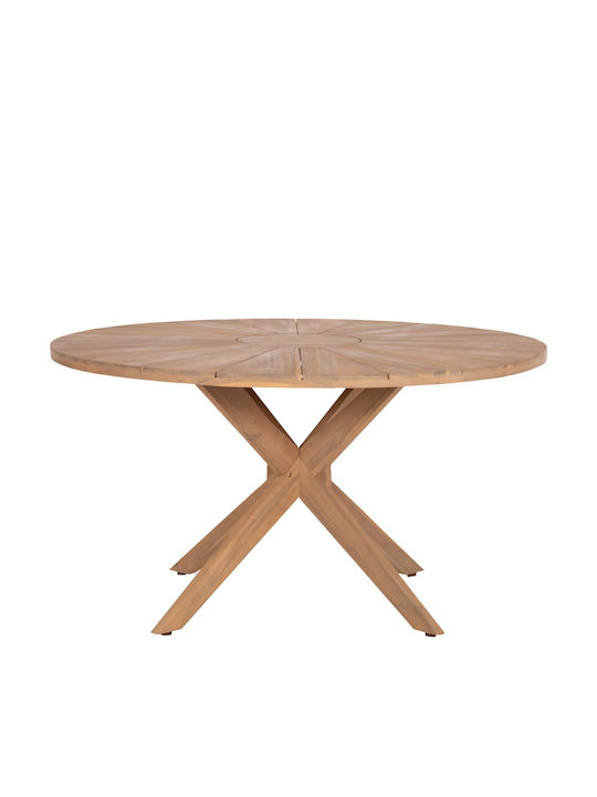 Masă Rotundă De Sufragerie Din Lemn Masiv Natural 140x140x76cm
