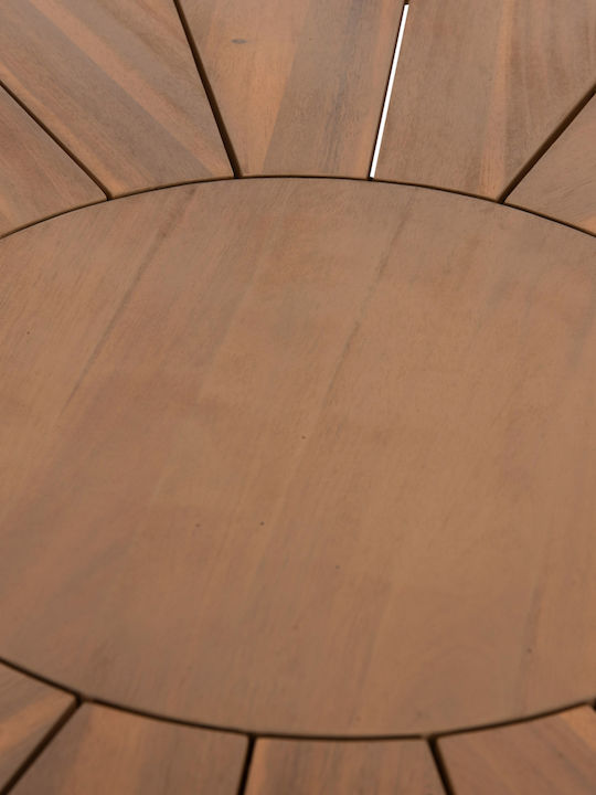 Masă Rotundă De Sufragerie Din Lemn Masiv Natural 140x140x76cm