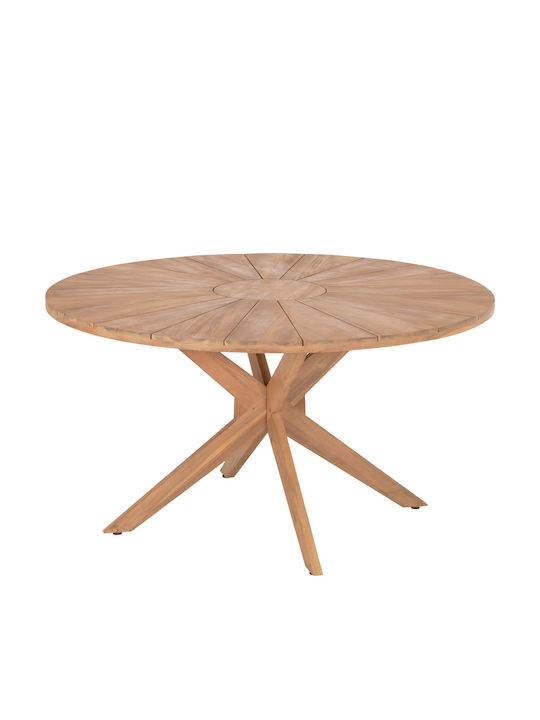 Masă Rotundă De Sufragerie Din Lemn Masiv Natural 140x140x76cm