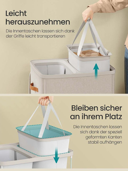 Songmics Fabric Laundry Basket 170lt with Cap 56x40x75cm Brown