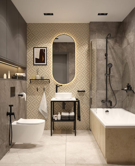 Deante Wall Mounted Bathroom Shelf Metallic Black