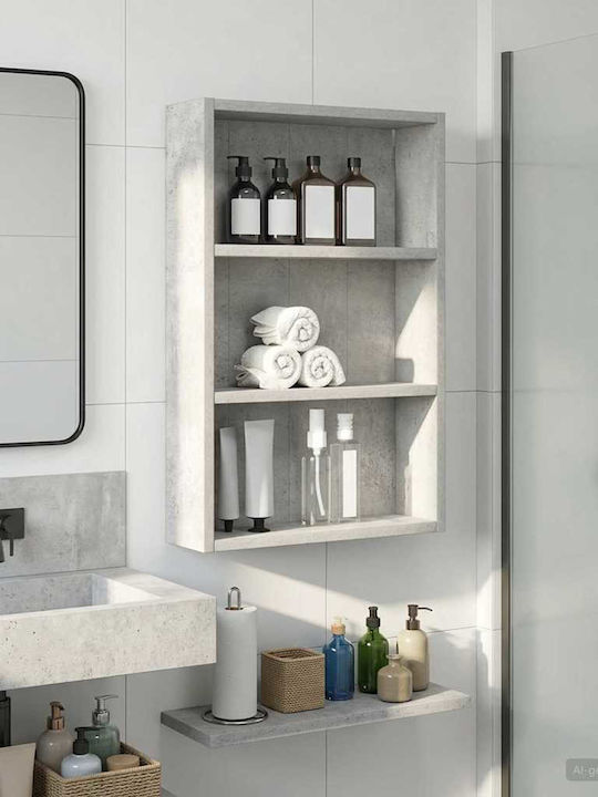 vidaXL Стенен Рафтове За Баня Дървен 40x10x60.5см Сив