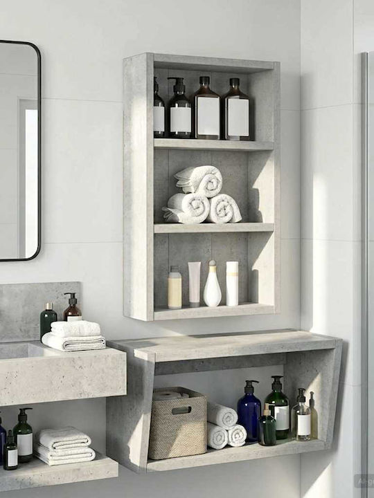 vidaXL Стенен Рафтове За Баня Дървен 30x10x50см Сив