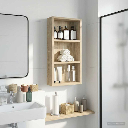 vidaXL Wall Mounted Wooden Bathroom Shelf 30x10x60.5cm Brown
