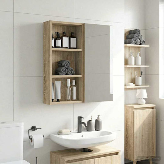 vidaXL An Der Wand Montiertes Badezimmerregal Hölzernes 30x10x60.5cm Braun