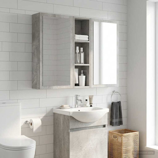 vidaXL Επιτοίχια Ραφιέρα Μπάνιου Ξύλινη 20x14x70cm Γκρι