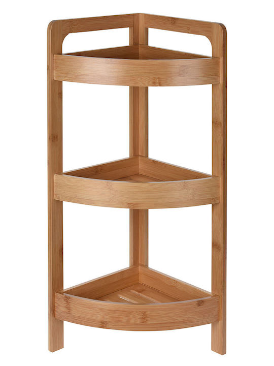 AT000422 Corner Floor Bathroom Shelf Bamboo with 3 Shelves 23x23x61cm Brown