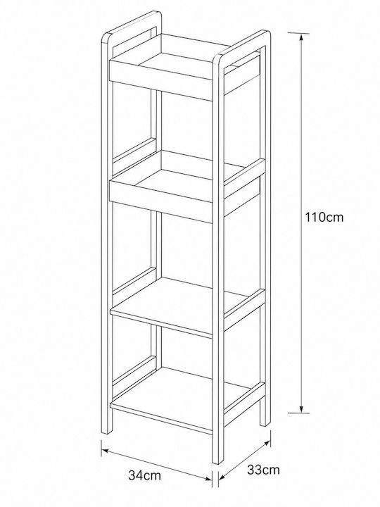 MRShome Floor Bathroom Shelf Bamboo with 4 Shelves 34x33x110cm Beige