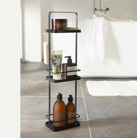 Yamazaki Boden Badezimmerregal Metallisch mit 3 Regalböden 18x12x67cm Schwarz Yamazaki Boden Badezimmerregal Metallisch mit 3 Regalböden 18x12x67cm Schwarz