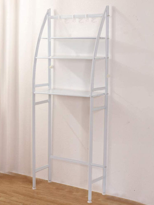 Toilet Rack Επιδαπέδια Ραφιέρα Μπάνιου Μεταλλική με 3 Ράφια 44x24.5x176cm Λευκή