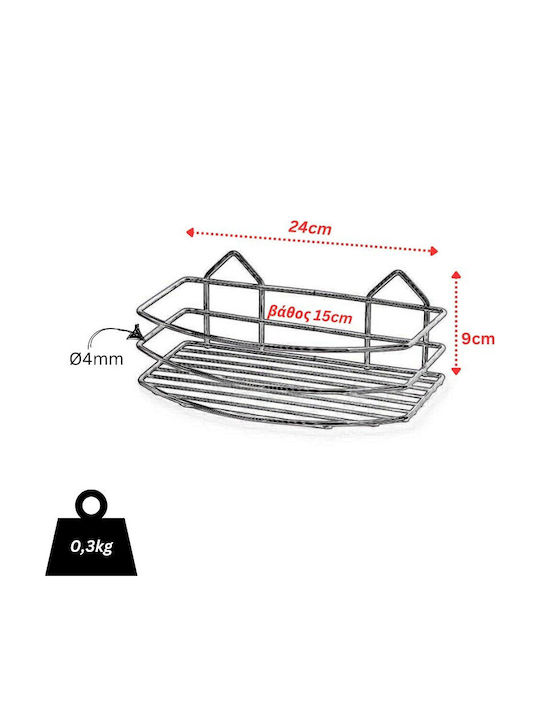 Tekno-Tel 455.BK007 Wall Mounted Bathroom Shelf Inox 24x15x9cm Silver
