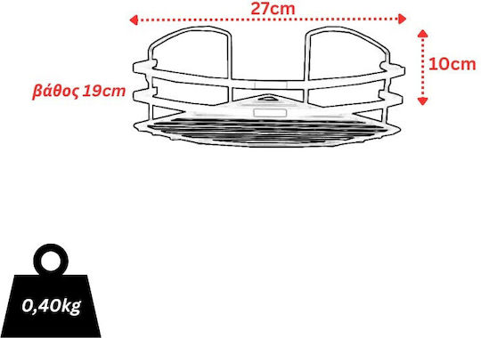 Tekno-Tel 455.BK081/ST Corner Wall Mounted Bathroom Shelf Inox 27x19x10cm Silver