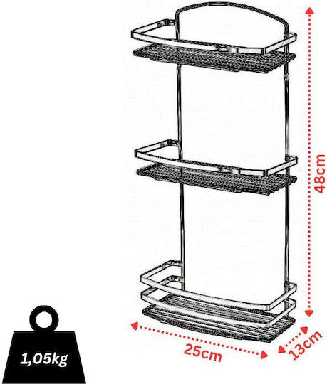 Tekno-Tel 455.BK086/BL Стенен Рафт за баня Inox с 3 рафта 25x13x48см Черна Tekno-Tel 455.BK086/BL Стенен Рафт за баня Inox с 3 рафта 25x13x48см Черна