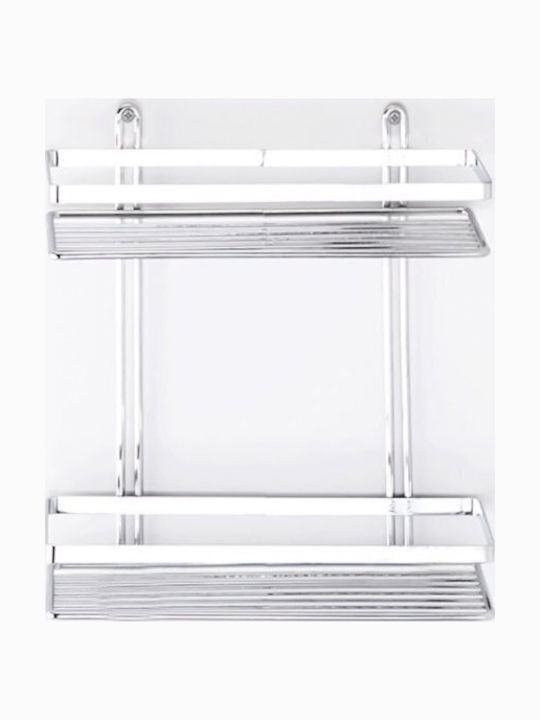 Tekno-Tel 455.ES067 Montat pe perete Raft Baie Inox cu 2 Rafturi 25x12x27cm Argintie