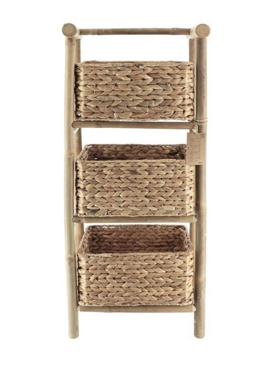 Bamboo Floor-Standing Bathroom Shelf with 3 Tiers 39x23x91cm