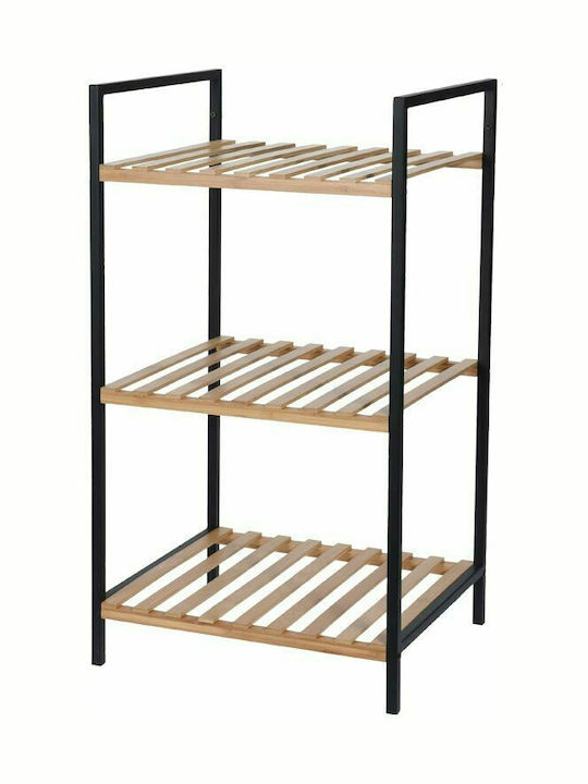 ArteLibre Floor Bathroom Shelf Bamboo with 3 Shelves 38x32.5x70cm Brown