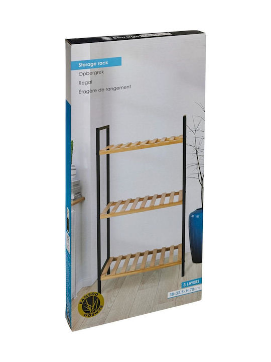 ArteLibre Floor Bathroom Shelf Bamboo with 3 Shelves 38x32.5x70cm Brown