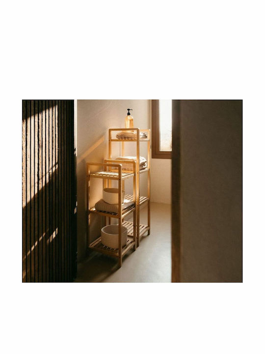 Andrea House Επιδαπέδια Ραφιέρα Μπάνιου Bamboo με 4 Ράφια 30.5x30.5x104cm