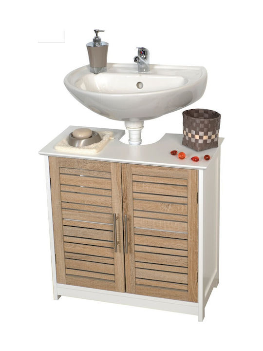 MRShome Επιδαπέδια Ραφιέρα Μπάνιου Ξύλινη 60x30x70cm Λευκή