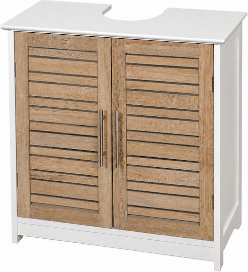 MRShome Floor Bathroom Shelf Wooden 60x30x70cm White
