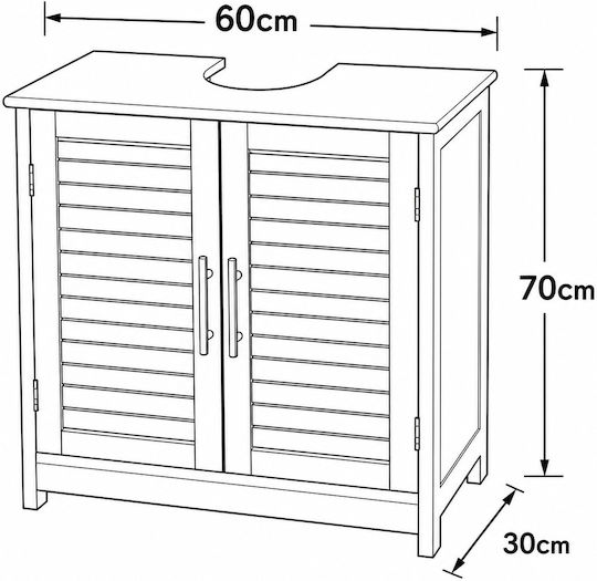 MRShome Floor Bathroom Shelf Wooden 60x30x70cm White