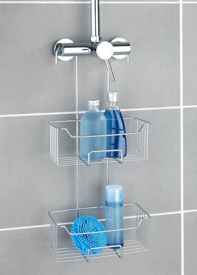 Wenko Milo Επιτοίχια Ραφιέρα Μπάνιου Μεταλλική 55x25x14cm Ασημί