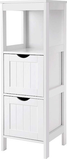 Songmics Floor Bathroom Shelf Wooden with 3 Shelves 30x30x89cm White