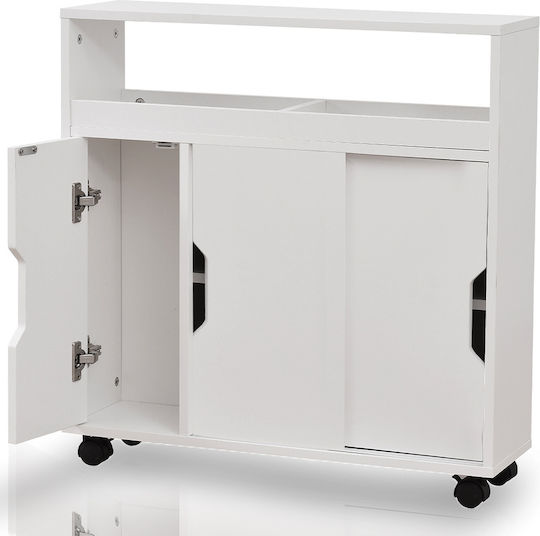 Bakaji Floor Bathroom Shelf Wooden White Bakaji Floor Bathroom Shelf Wooden White