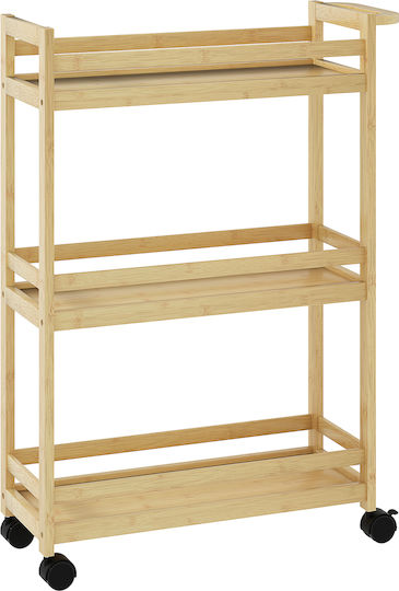 HomCom Floor Bathroom Shelf Wooden 55x20x75cm