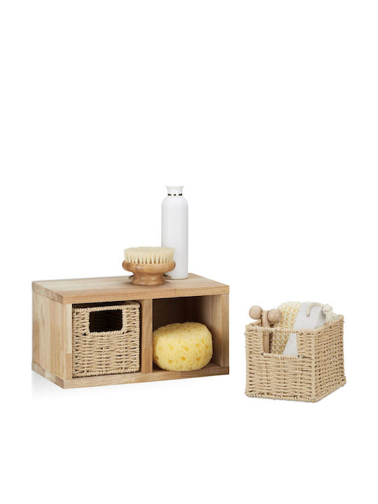 Relaxdays Επιδαπέδια Ραφιέρα Μπάνιου Ξύλινη 16x31x18cm Καφέ