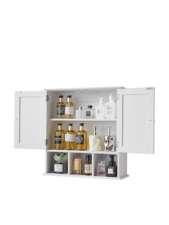 Vevor Wall Mounted Bathroom Shelf Wooden 56x18x58.5cm White