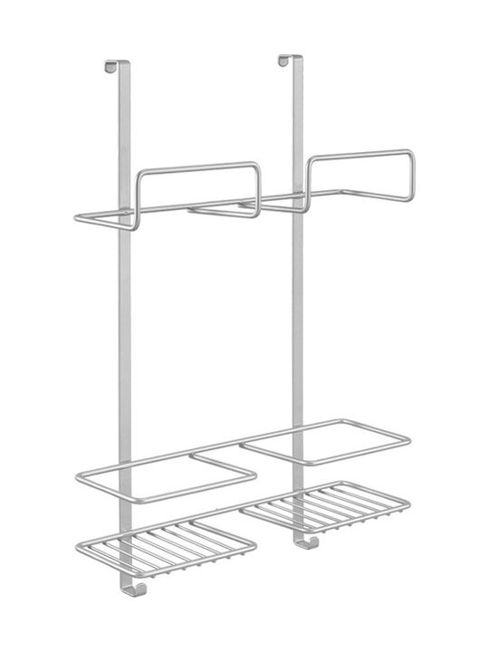 Metaltex Broomy Επιτοίχια Ραφιέρα Μπάνιου Μεταλλική 30x12x46cm Ασημί