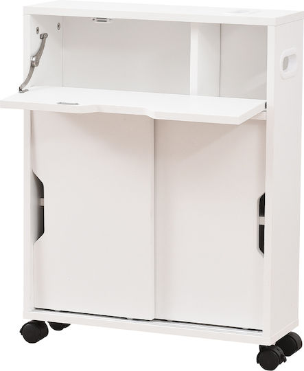 Bakaji Floor Bathroom Shelf Wooden 52x17x67cm White Bakaji Floor Bathroom Shelf Wooden 52x17x67cm White