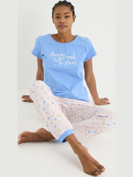 Set De Pijamale Dama De Vară Albastru Ip8597