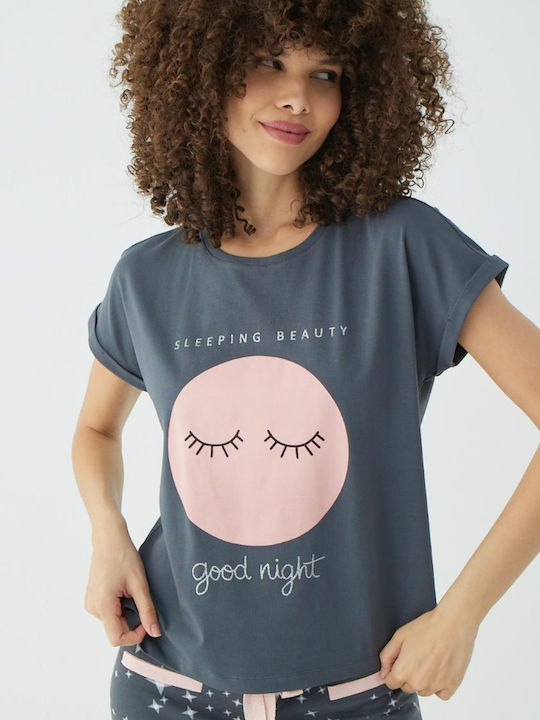 Set De Pijamale Dama De Vară Gri Închis