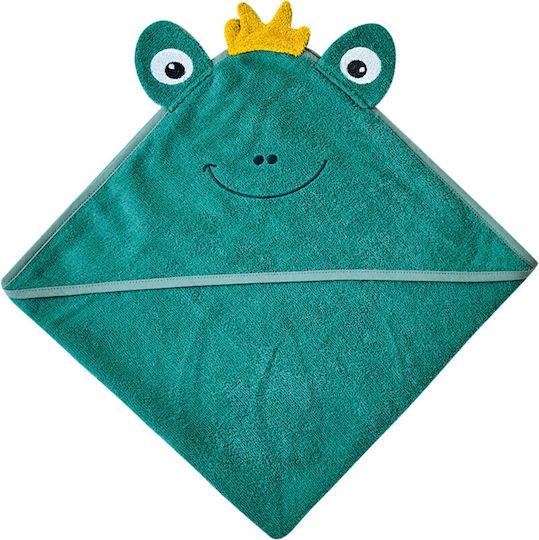 Kentia Βρεφική Κάπα-Μπουρνούζι με Κουκούλα Stylish Froggy Cotton Πράσινη 75x75εκ.