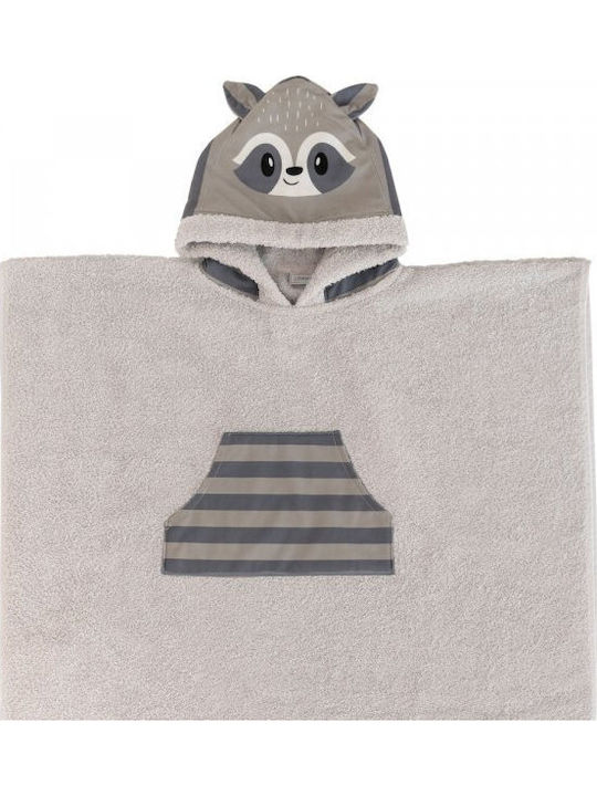 Palamaiki Baby Hooded Poncho Towel Racoon Gray 70x120cm