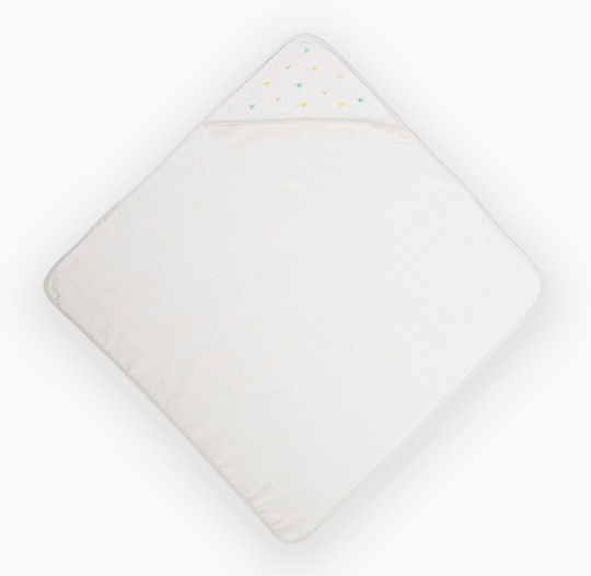Nef-Nef Homeware Baby-Badetuch mit Kapuze Happy Ecru 75x75cm