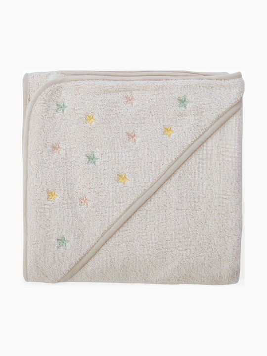 Nef-Nef Homeware Baby Hooded Bath Towel-Robe Happy Ecru 75x75cm