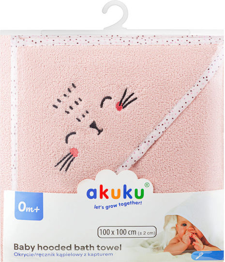 Akuku Baby-Badetuch mit Kapuzen Rosa 100x100cm