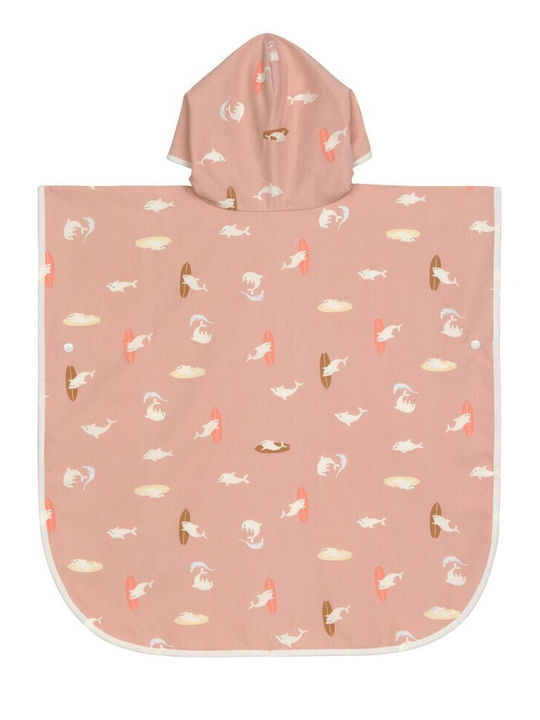 Laessig Baby Hooded Poncho Towel Dolphin Peach 60x60cm