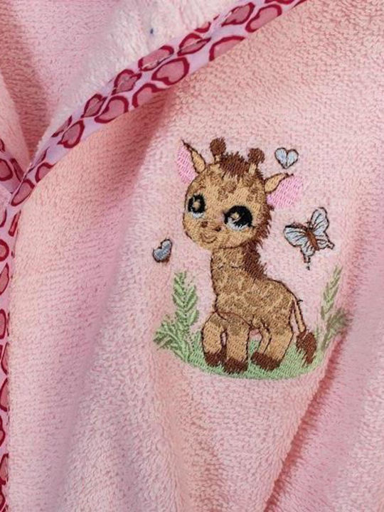 Dimcol Детски Халат Giraffe Розов с Качулка