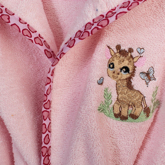 Dimcol Детски Халат Giraffe Розов с Качулка