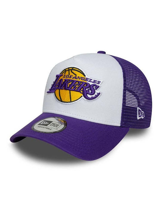 New Era Adult NBA Side Patch Los Angeles Lakers Trucker Cap White Purple 60667463 New Era