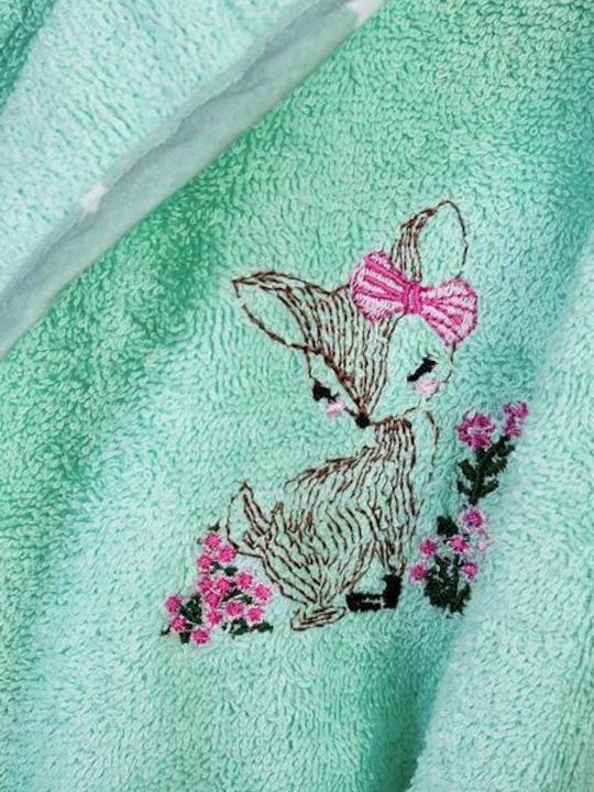 Dimcol Kids Bathrobe Deer Green with Hood
